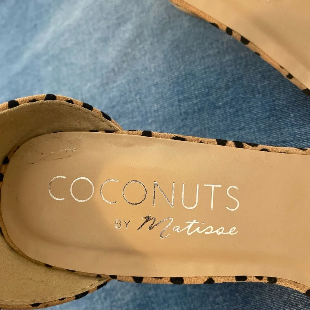 Coconuts by Matisse Tan Leopard Print Ankle Strap Wedge Size 8